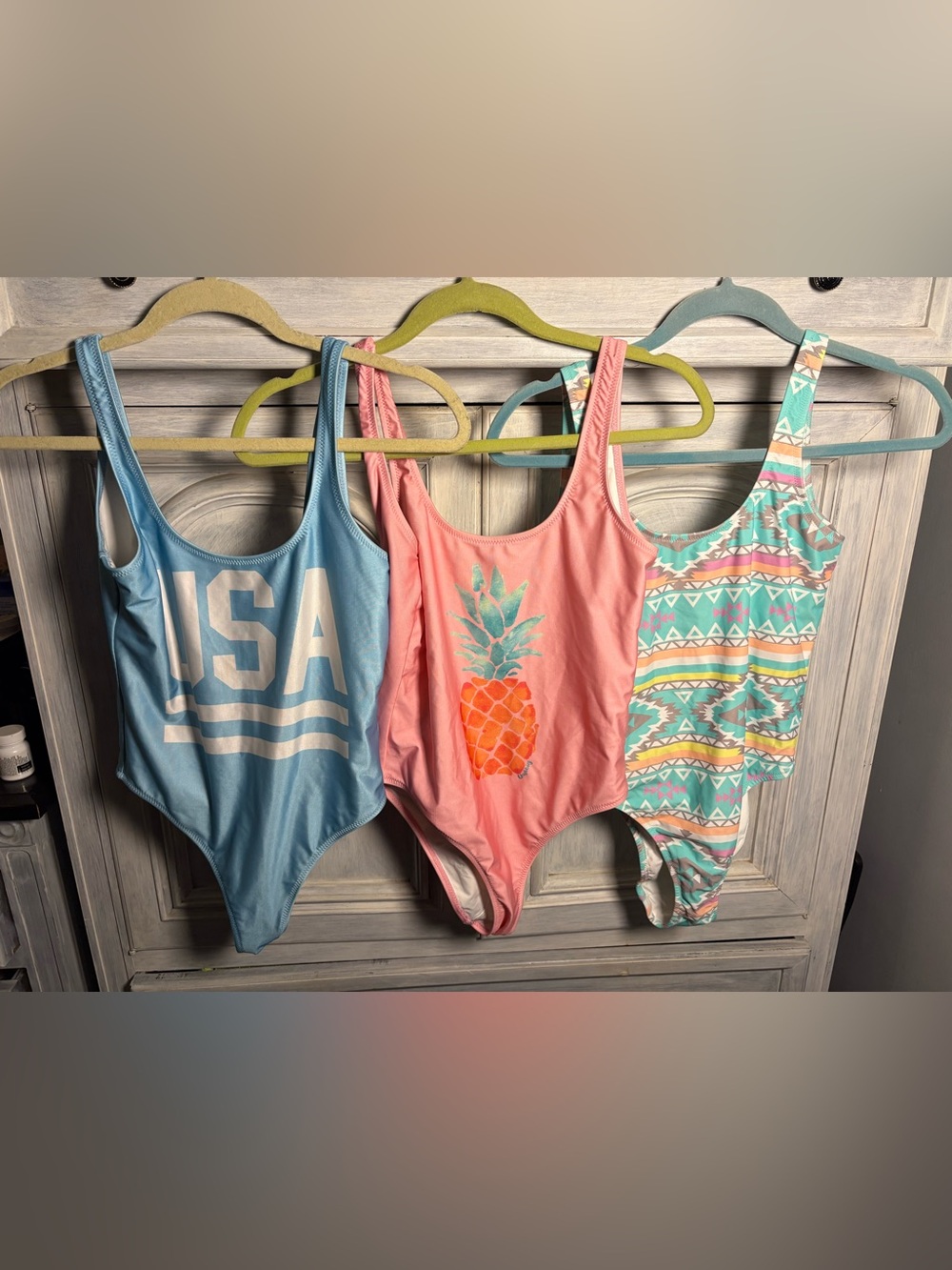 Lot Of 3 Chubbies Women’s One Piece Bathing Suits Swim Preppy Cheeky USA Aztec